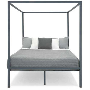 Queen size Grey Metal Platform Bed Frame with Canopy