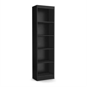 Modern 69-inch Tall Skinny 5-Shelf Bookcase in Black Oak Finish