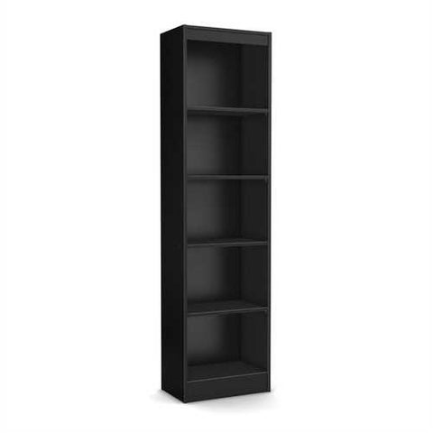 Image of Modern 69-inch Tall Skinny 5-Shelf Bookcase in Black Oak Finish