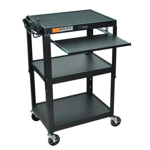 Mobile Stand Up Computer Desk Workstation Cart in Black Steel