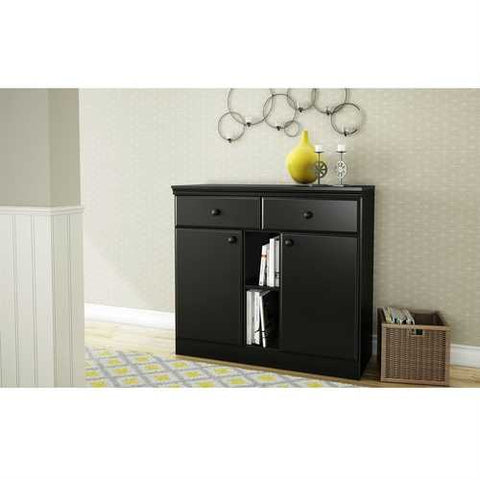 Image of Black Sideboard Console Table Buffet Server with Adjustable Shelves