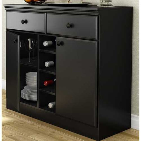 Image of Black Sideboard Console Table Buffet Server with Adjustable Shelves