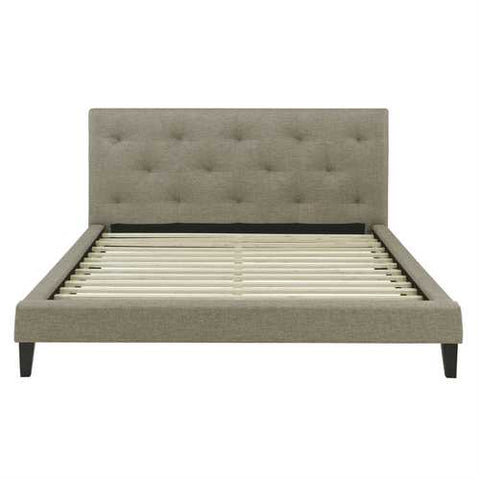 Image of Twin size Modern Classic Upholstered Platform Bed with Tufted Headboard in Tan Beige