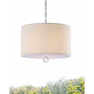 Beige Fabric 3-light Chrome Chandelier