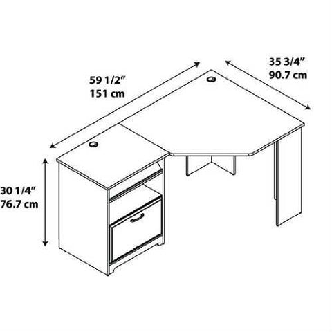 Image of L-Shaped Corner Computer Desk with File Drawer in Espresso Wood Finish