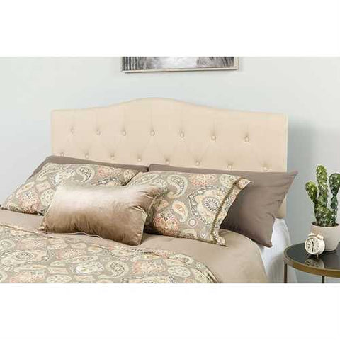 Image of Twin size Beige Fabric Upholstered Button Tufted Headboard