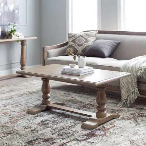 Image of Driftwood Contemporary Classic Coffee Table with Pedestal Legs