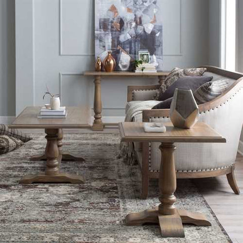 Image of Driftwood Contemporary Classic Coffee Table with Pedestal Legs