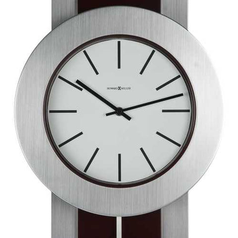 Image of Modern Pendulum Style Wall Clock in Dark Merlot Cherry & Nickel