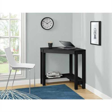 Image of Home Office Corner Desk Laptop Writing Table with Drawer in Black