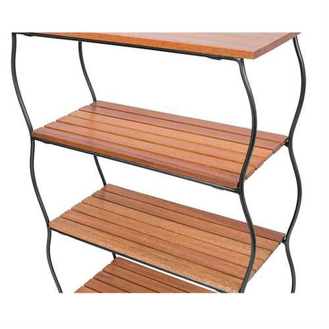 Image of Freestanding 4-Shelf Wood Metal Shelving Unit Bookcase