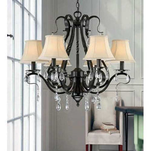 Black Iron 6-light Crystal Chandelier