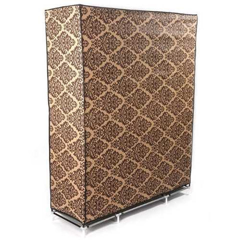 Image of Brown Damask 65-inch Bedroom Wardrobe Closet Organizer Storage Unit