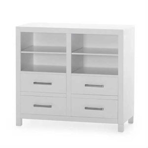 Modern White Freestanding Bathroom Floor Linen Cabinet with Open Shelves