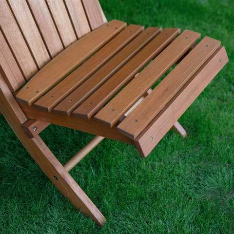 Image of Outdoor Patio Armless Hardwood Adirondack Chair with Brown Wood Stain