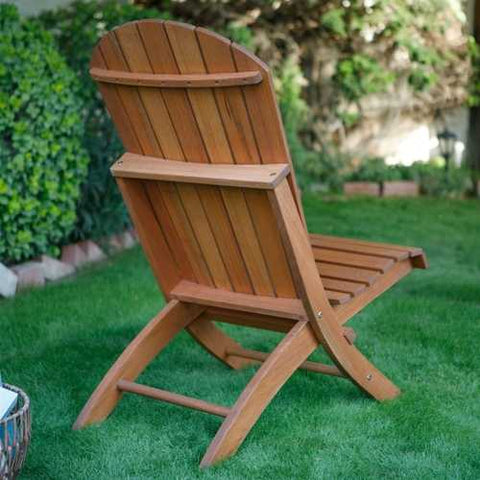 Image of Outdoor Patio Armless Hardwood Adirondack Chair with Brown Wood Stain