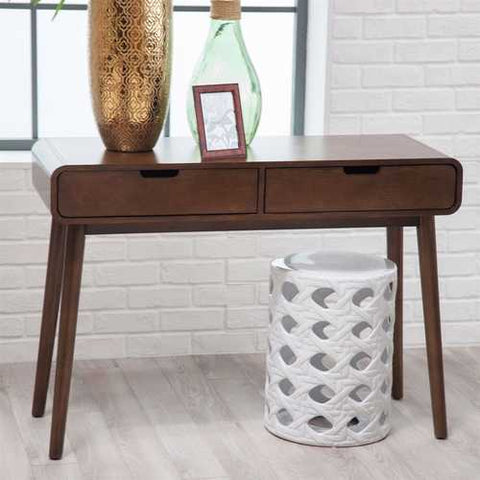 Image of Modern Classic Solid Wood Console Sofa Table in Walnut Wood Finish