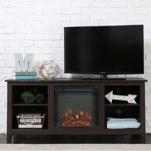 Image of Espresso 2-in-1 Electric Fireplace TV Stand Heater