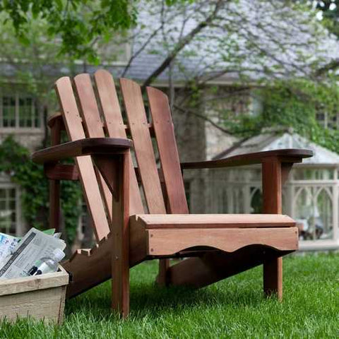 Image of Ergonomic Outdoor Patio Adirondack Chair in Red Shorea Wood