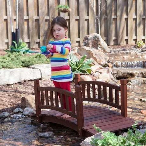 Image of 4-Ft Garden Bridge in Red Shorea Wood with Protective Oil Finish