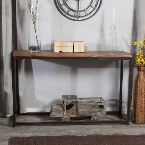 Image of Solid Wood Top Sofa / Console Table with Metal Frame