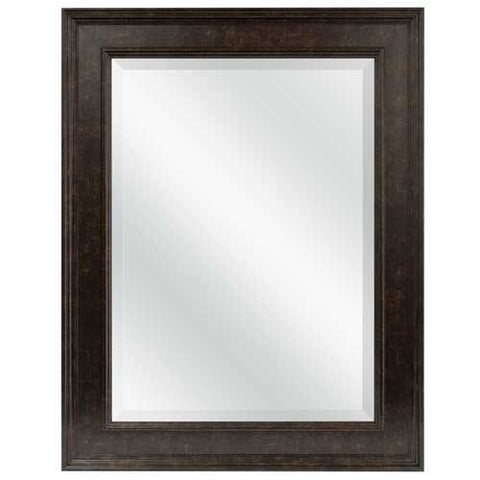 Image of Beveled Rectangular Bathroom Vanity Mirror with Bronze Finish Frame