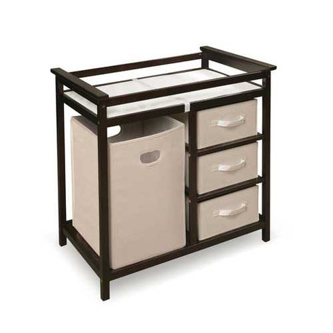 Image of Baby Changing Table with 3 Baskets and Hamper in Espresso