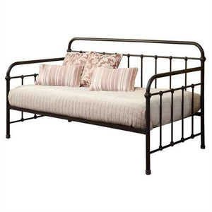 Twin Sturdy Metal Daybed with Rounded Back and Sides in Dark Bronze Finish