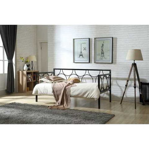 Image of Twin size Contemporary Black Metal Daybed with Metal Support Slats