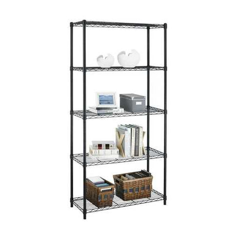 Image of Black Metal 5-Shelf Heavy Duty Shelving Unit Storage Rack