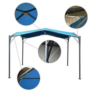 Outdoor Patio Garden 12 x 12 Ft Gazebo with Blue Waterproof Canopy