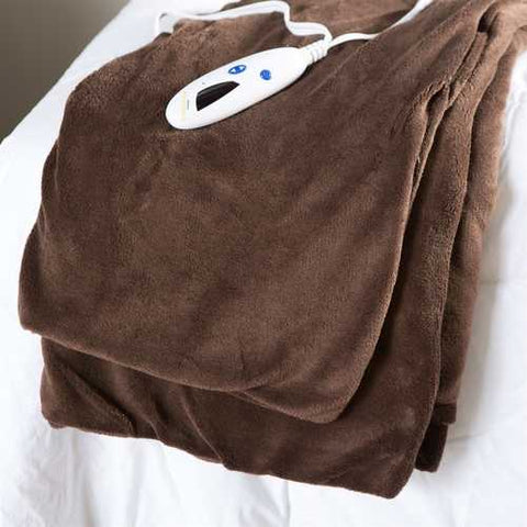 Image of Super Soft Microplush Heated Electric Warming Throw Blanket in Chocolate Brown