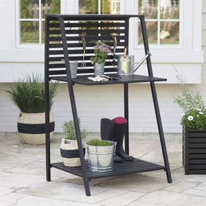 Modern Potting Bench Garden Table Outdoor Bakers Rack Shelving Unit