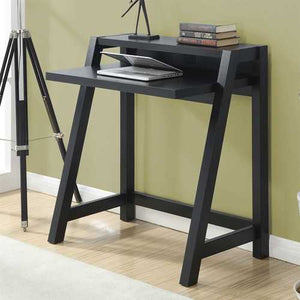 Black Modern Laptop Computer Desk with Top Shelf