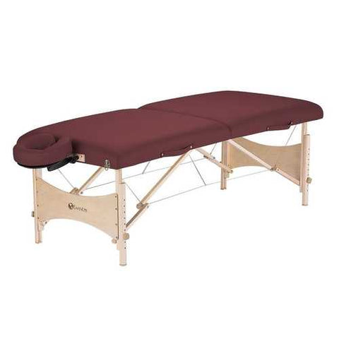 Image of Burgundy Portable Massage Table with Adjustable Headrest and Carry Case