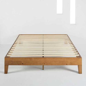 Queen size Mid-Century Modern Solid Wood Platform Bed Frame in Natural