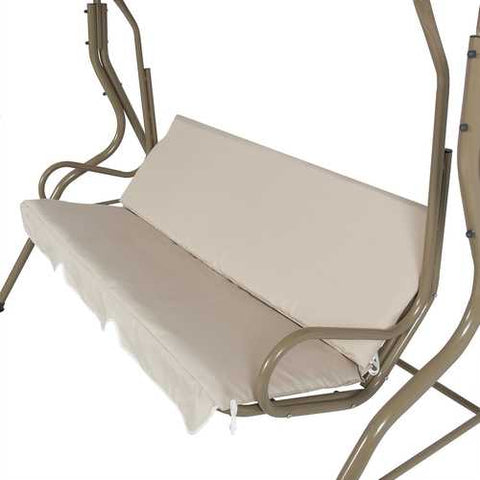 Image of Outdoor Porch Swing Patio Deck Glider with Canopy in Beige