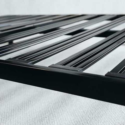 Image of Twin XL Heavy Duty Wide Slat Steel Platform Bed Frame in Black Metal Finish