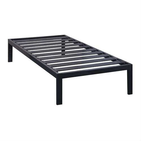 Image of Twin XL Heavy Duty Wide Slat Steel Platform Bed Frame in Black Metal Finish