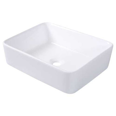 Image of Modern 19-inch Rectangular Ceramic Vessel Basin Bathroom Sink