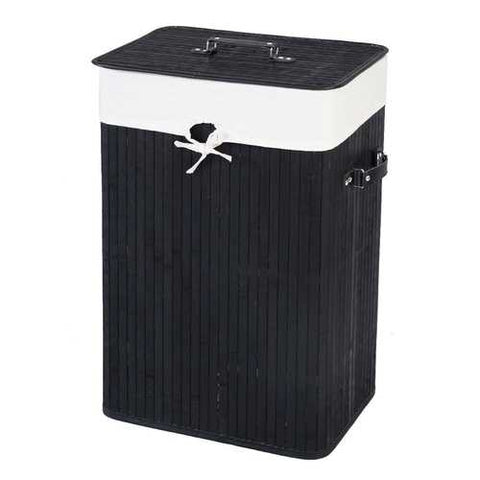 Image of Black Bamboo Laundry Hamper with Removable Liner