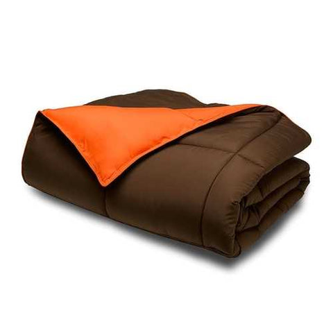 Image of Twin/Twin XL size 2-Piece Brown Orange Microfiber Comforter Set with 1 Shams