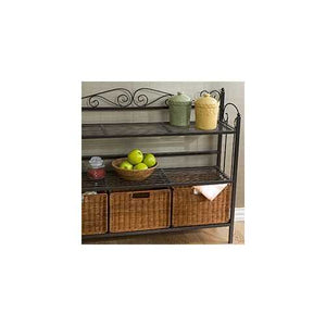 Metal Kitchen Baker's Rack with Three Rattan Drawers