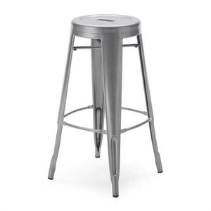 Set of 2 Steel 30-inch Bar Stools in Powder Coat Silver Finish