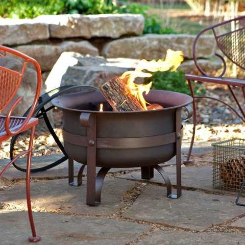 Image of 23-inch Heavy Duty Steel Fire Pit Cauldron with Stand and Cover