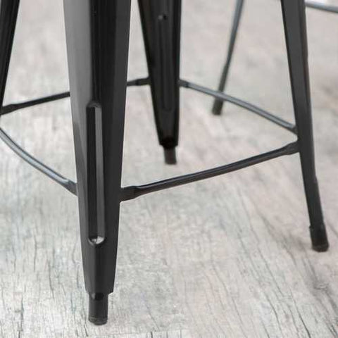 Image of Set of 2 Bar Stools - Modern 30-inch Black Metal Barstools