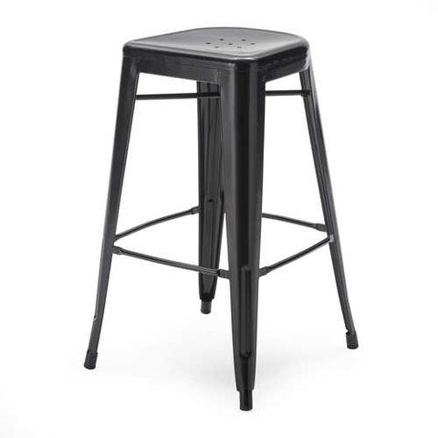 Image of Set of 2 Bar Stools - Modern 30-inch Black Metal Barstools