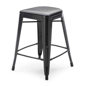 Set of 2 - Modern 24-inch Black Metal Bar Stools