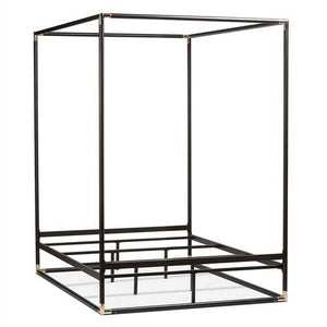 Queen size Industrial Style Black Metal Canopy Bed Frame