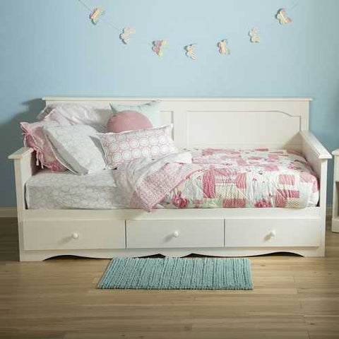 Image of Twin size Country Style White Wood Daybed with 3 Storage Drawers